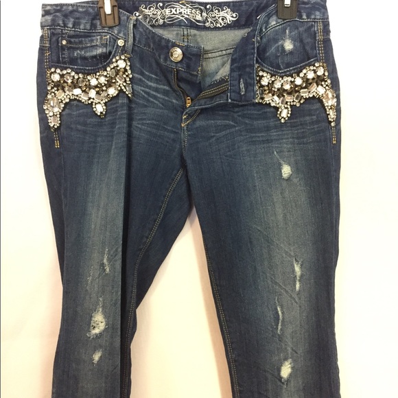 Express 10 ultra skinny Zelda jeans rhinestone - Picture 2 of 4